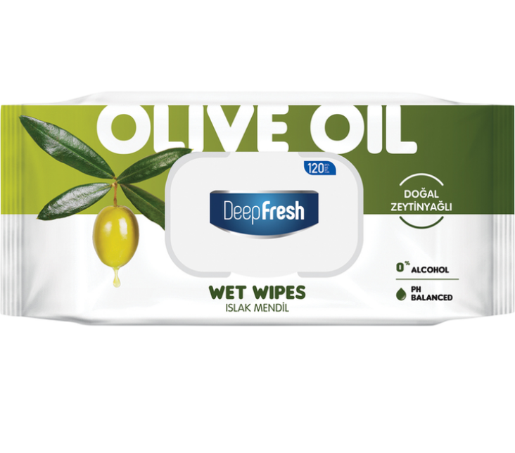 Deep Fresh Green Nature серветки вологі 120шт Olive Oil/Green Tea з клап.